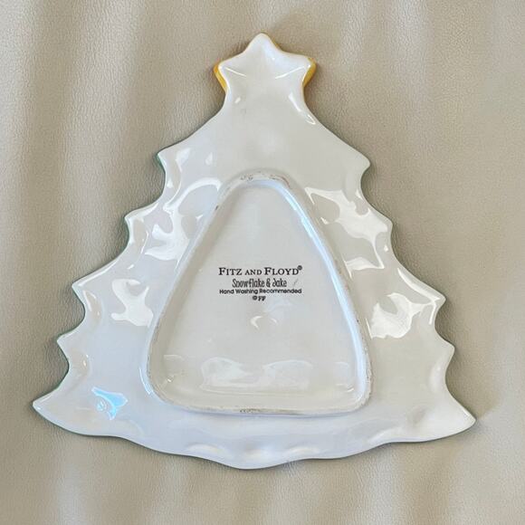 Fitz And Floyd Snowflake & Jake Snack Plate Christmas Tree Holiday Platter - Picture 4 of 9